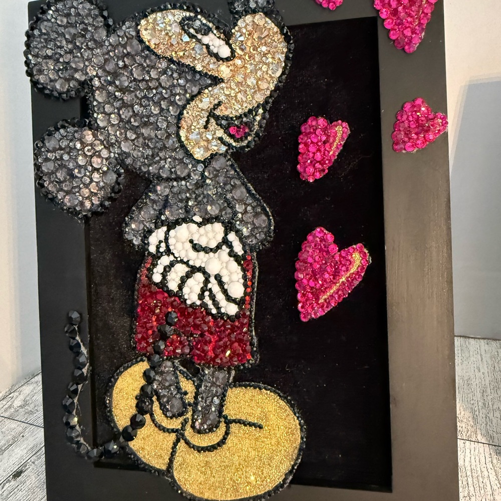 Mickey & Minnie Mouse Rhinestone Book Shelf ArtWork Bedazzled Picture Frame - Picture 5 of 13